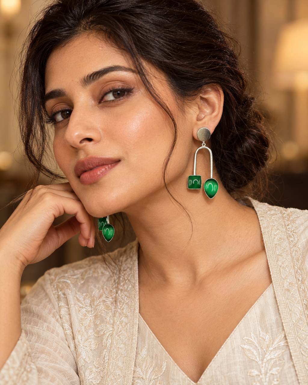Emerald Frame Earrings