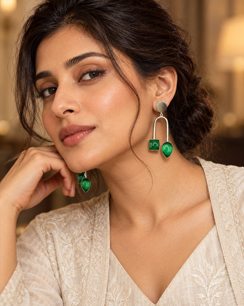 Emerald Frame Earrings