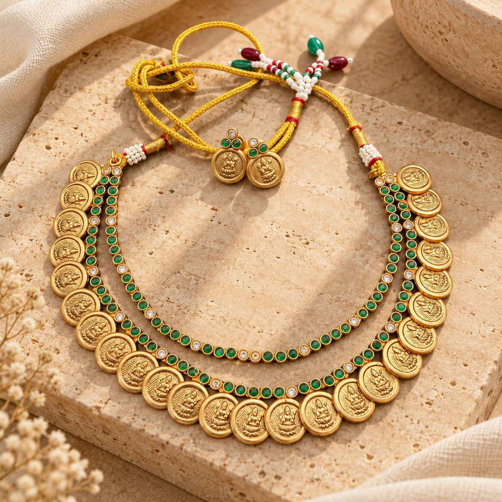Lakshmi Coin Layered Necklace Set