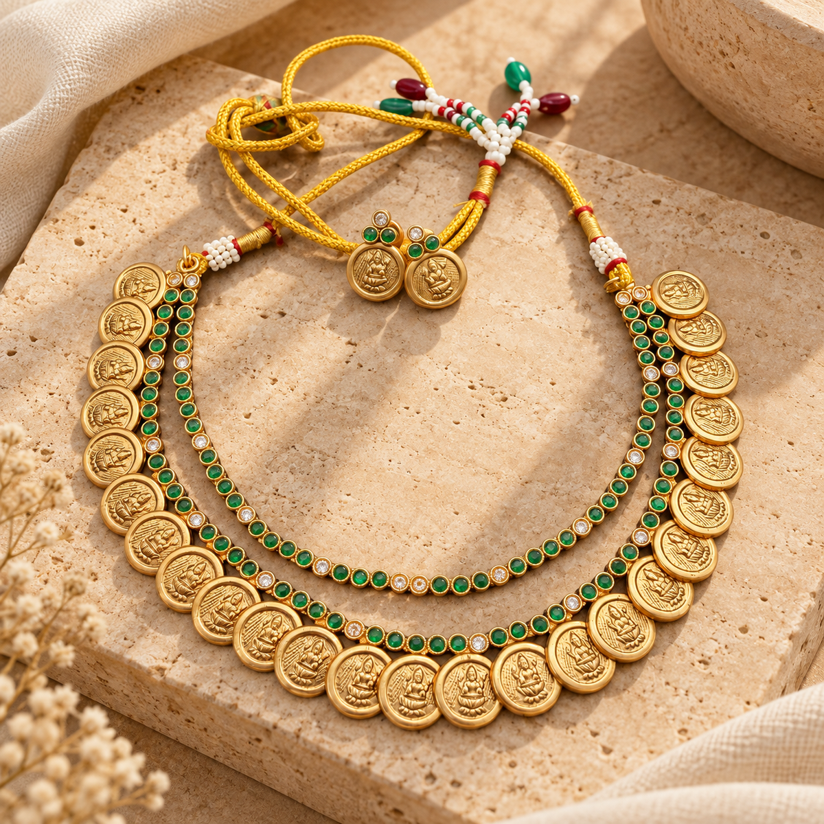 Lakshmi Coin Layered Necklace Set