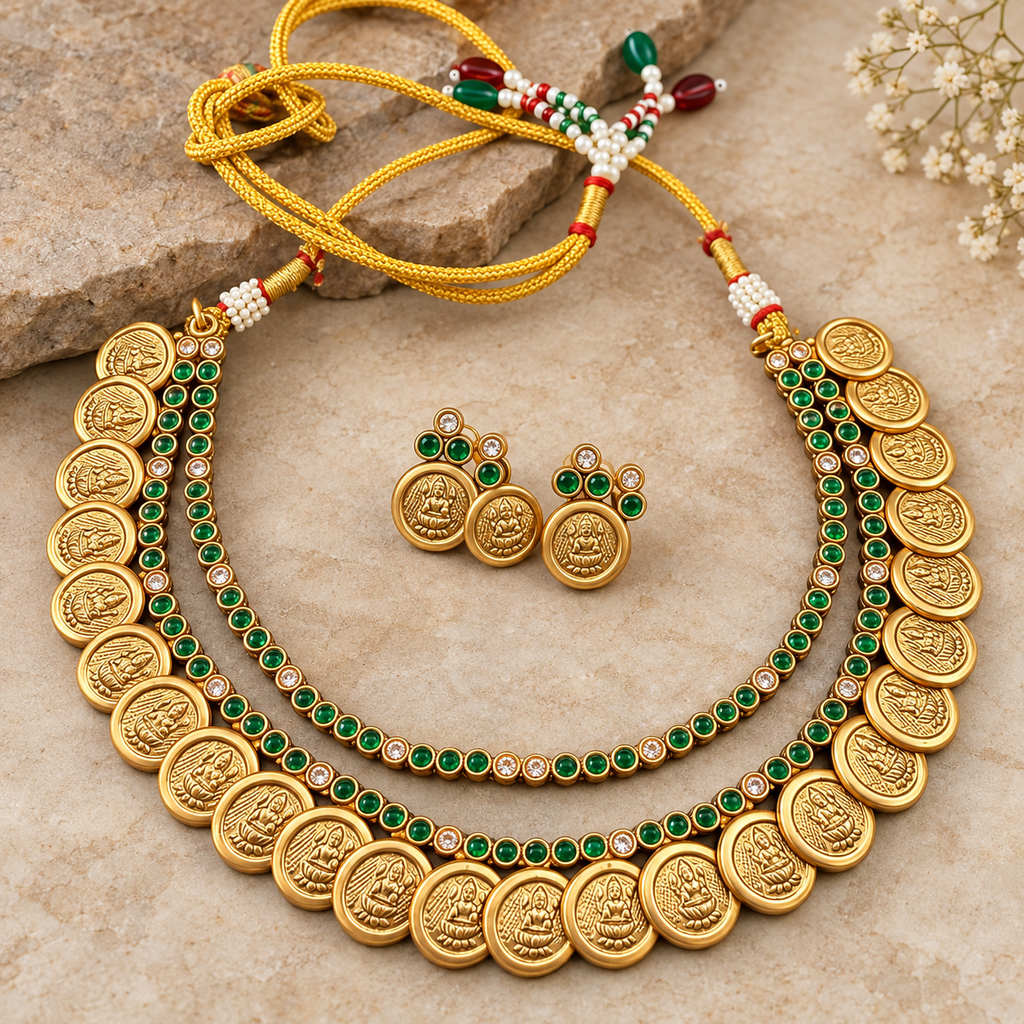 Lakshmi Coin Layered Necklace Set