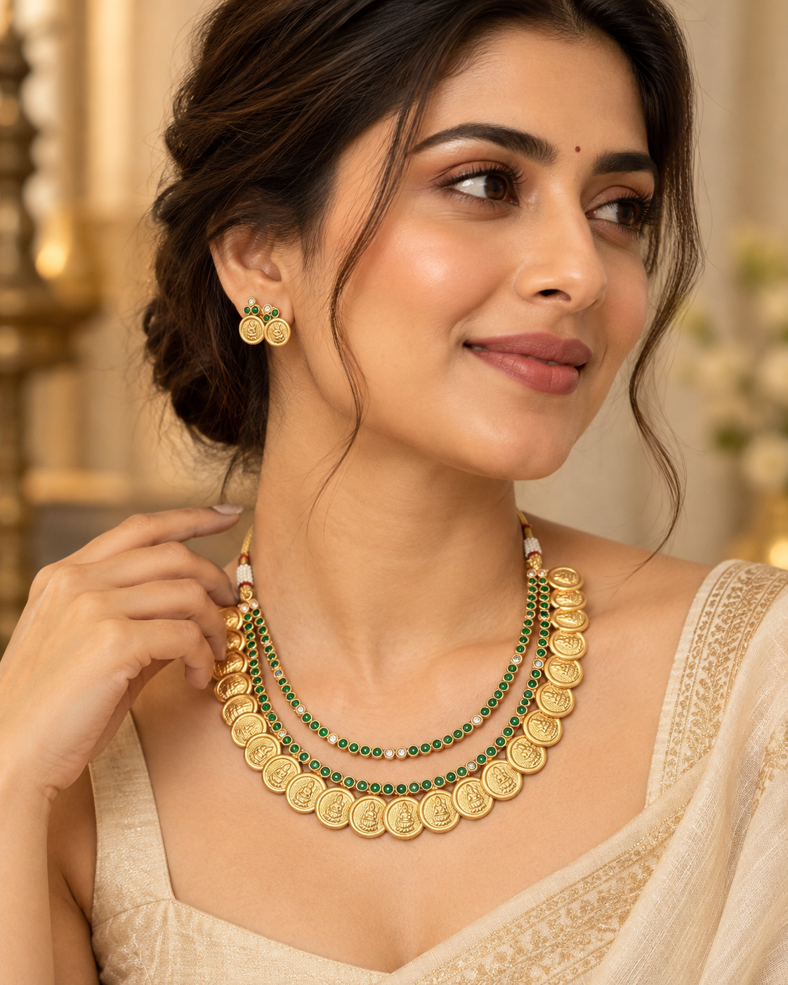 Lakshmi Coin Layered Necklace Set