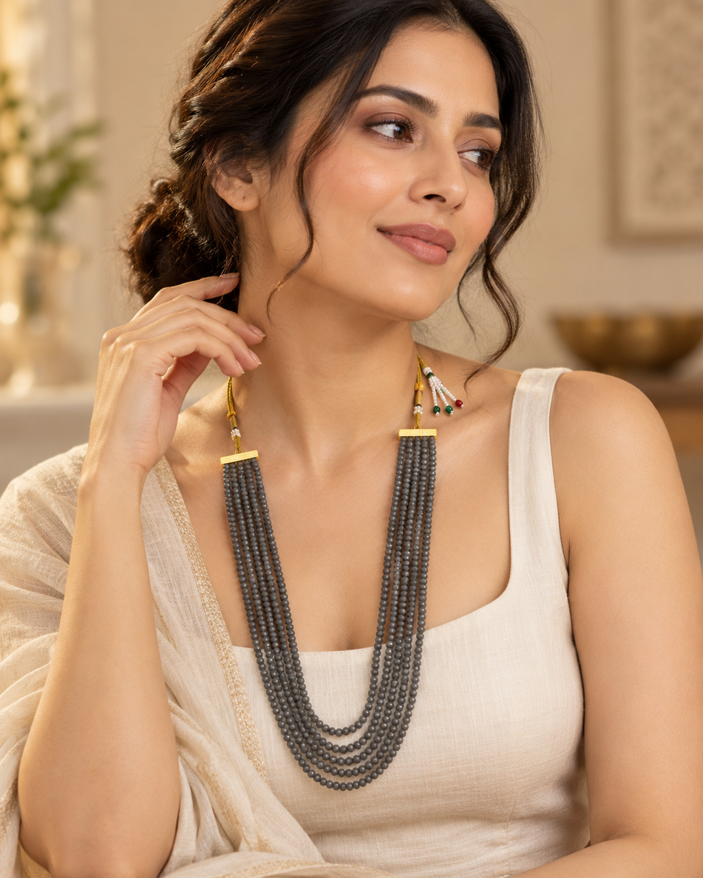 Grey Mist Bead Necklace