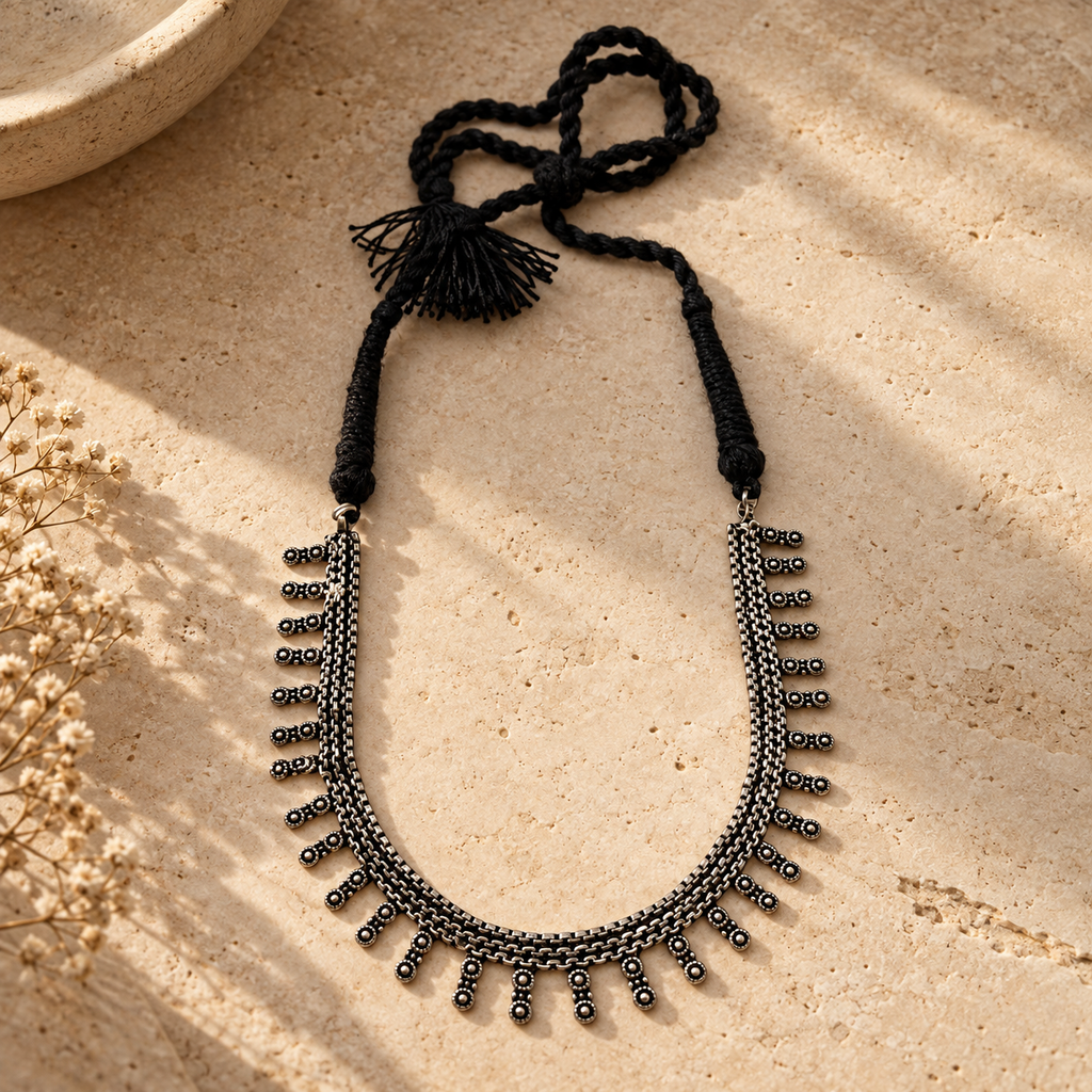 Oxidised Fringe Necklace