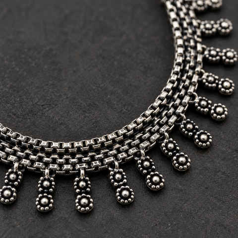 Oxidised Fringe Necklace