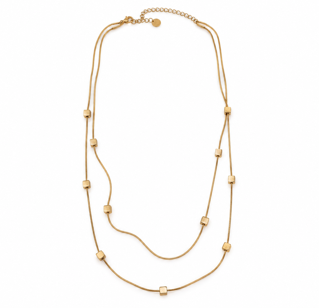 Golden Cube Longline Necklace