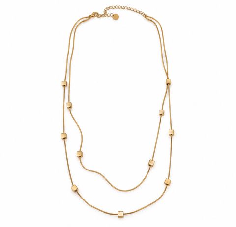 Golden Cube Longline Necklace