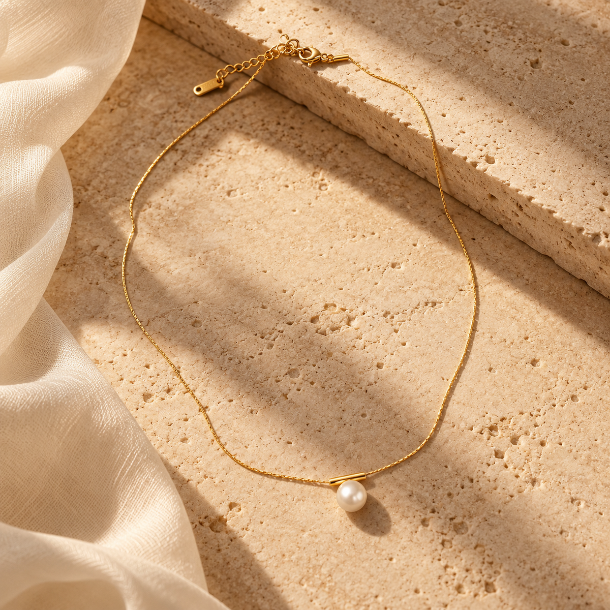 Solitaire Pearl Necklace