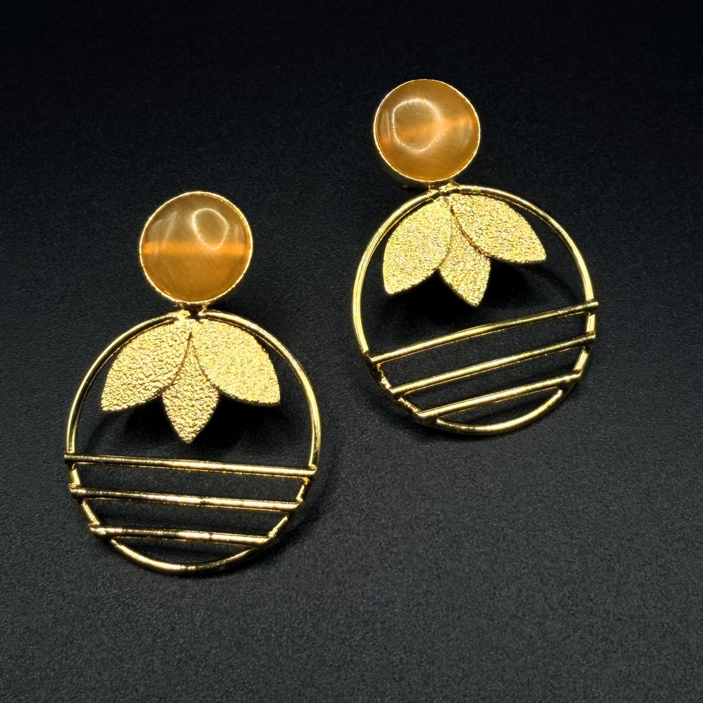 Amber Leaf Circle Earrings — Indo-Western earrings, Papa Diaries Malta (view 3)