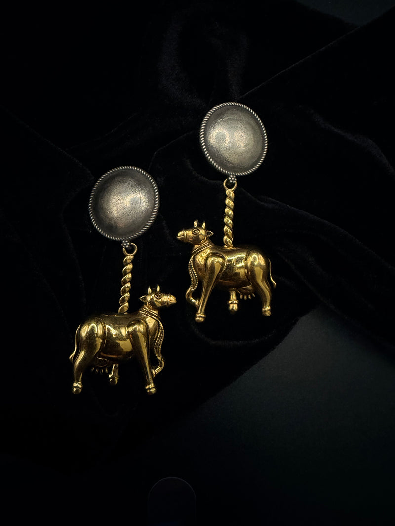 Heritage Cow Motif Earrings — Indo-Western earrings, Papa Diaries Malta