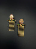 Peach Bird Frame Earrings — Indo-Western earrings, Papa Diaries Malta