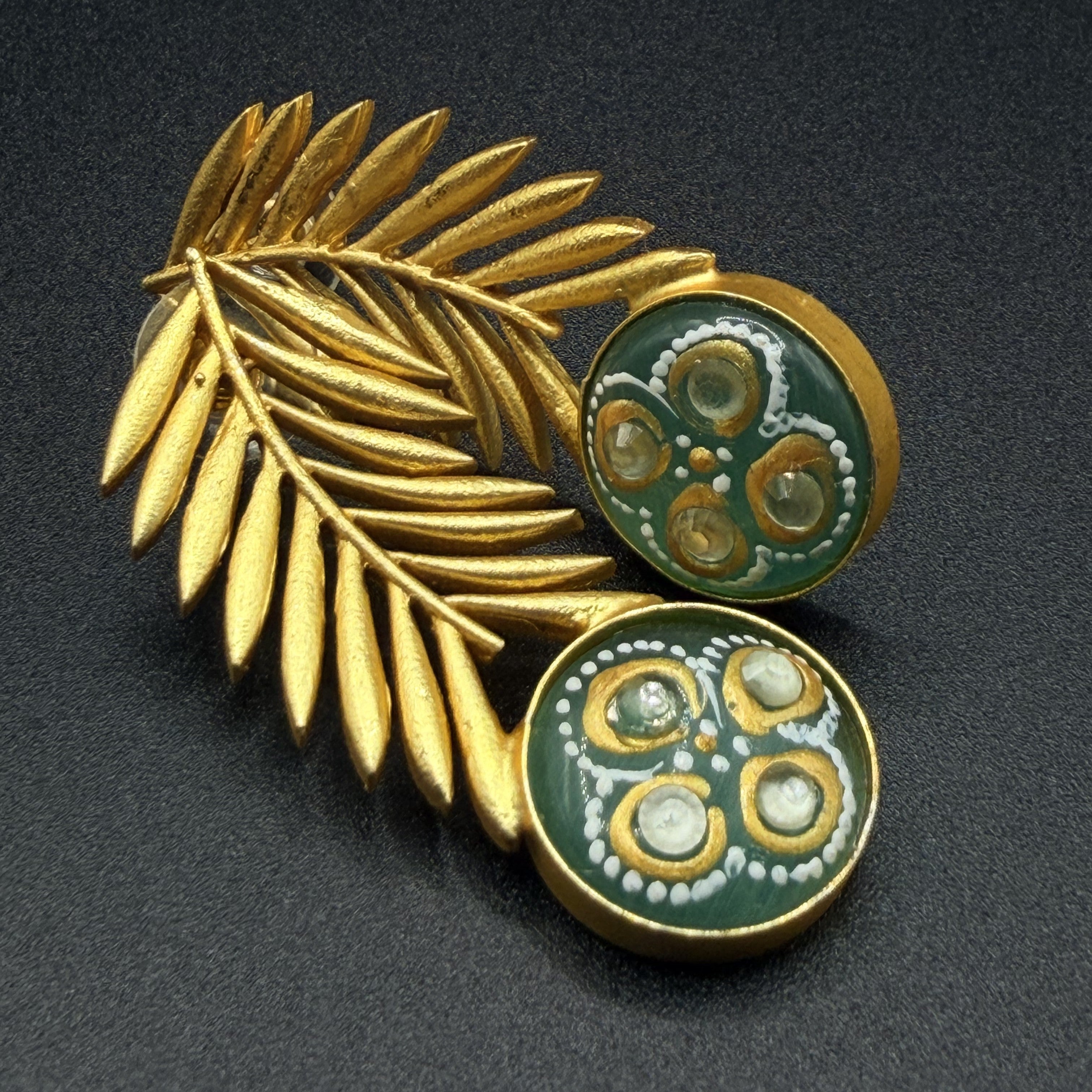 Hariyali Leaf Earrings — Indo-Western earrings, Papa Diaries Malta (view 3)