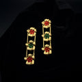 Tricolour Floral Drop Earrings — Indo-Western earrings, Papa Diaries Malta