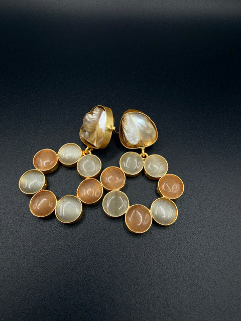 Ivory Shell Cascade Earrings — Indo-Western earrings, Papa Diaries Malta (view 4)
