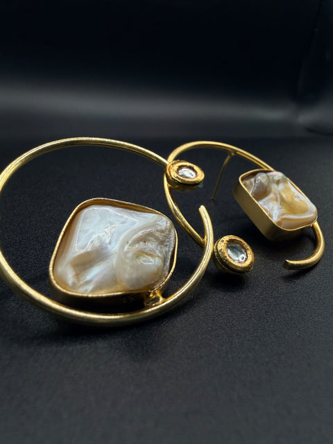 Shell Halo Hoops — Indo-Western earrings, Papa Diaries Malta (view 5)