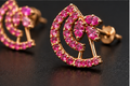 Fuchsia Arc Studs — Indo-Western earrings, Papa Diaries Malta