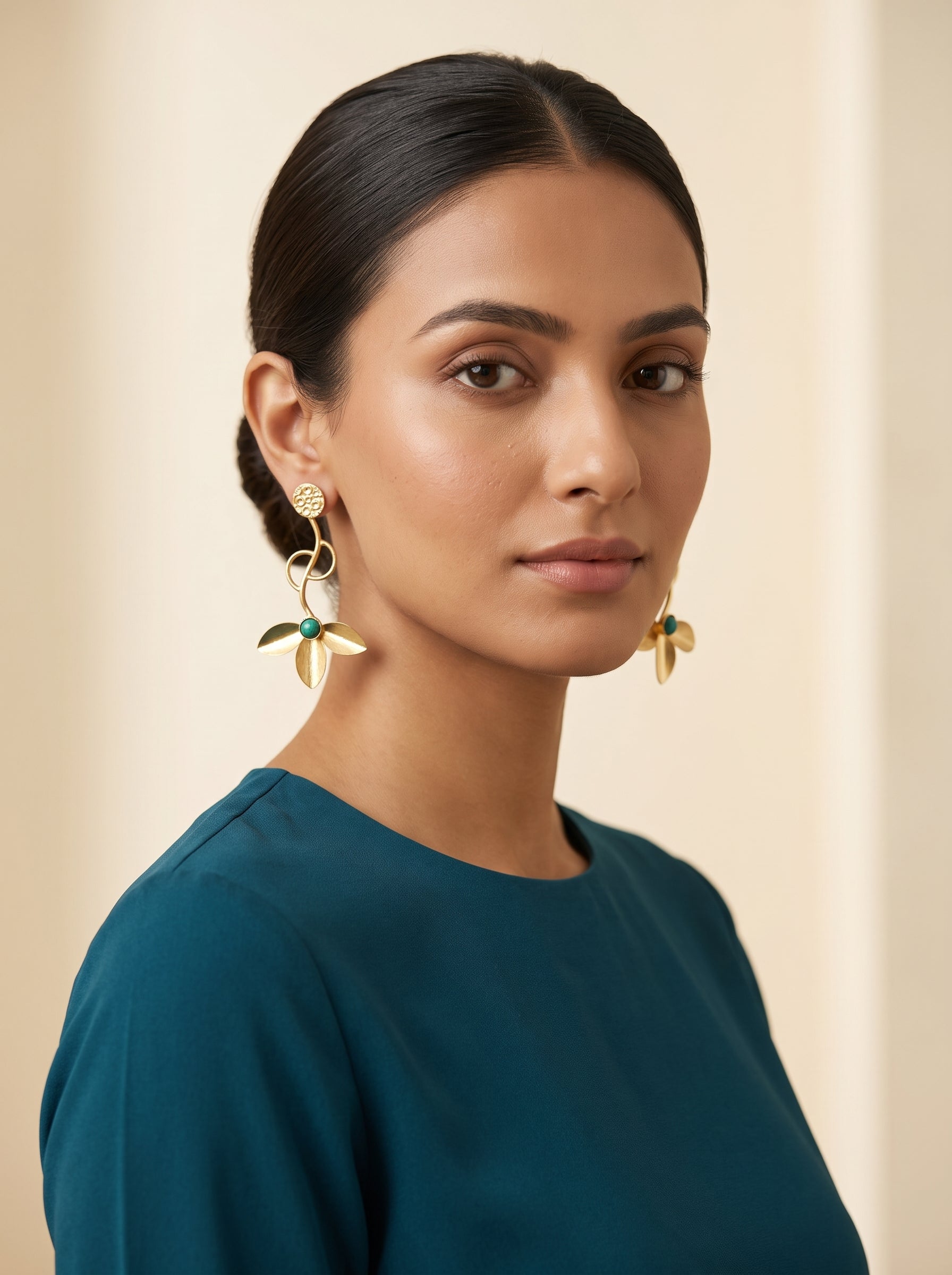 Azure Petal Flow Earrings — Indo-Western earrings, Papa Diaries Malta (view 4)