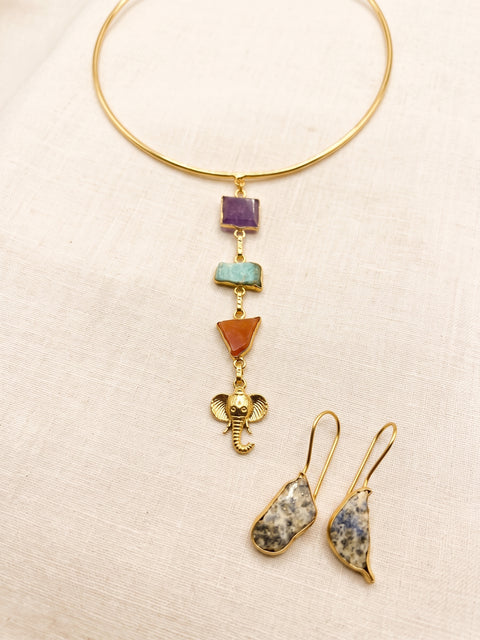 Hathi Rang Collar Set — Indo-Western jewellery set, Papa Diaries Malta (view 2)