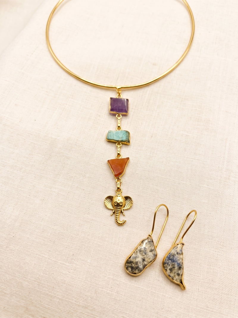 Hathi Rang Collar Set — Indo-Western jewellery set, Papa Diaries Malta (view 2)
