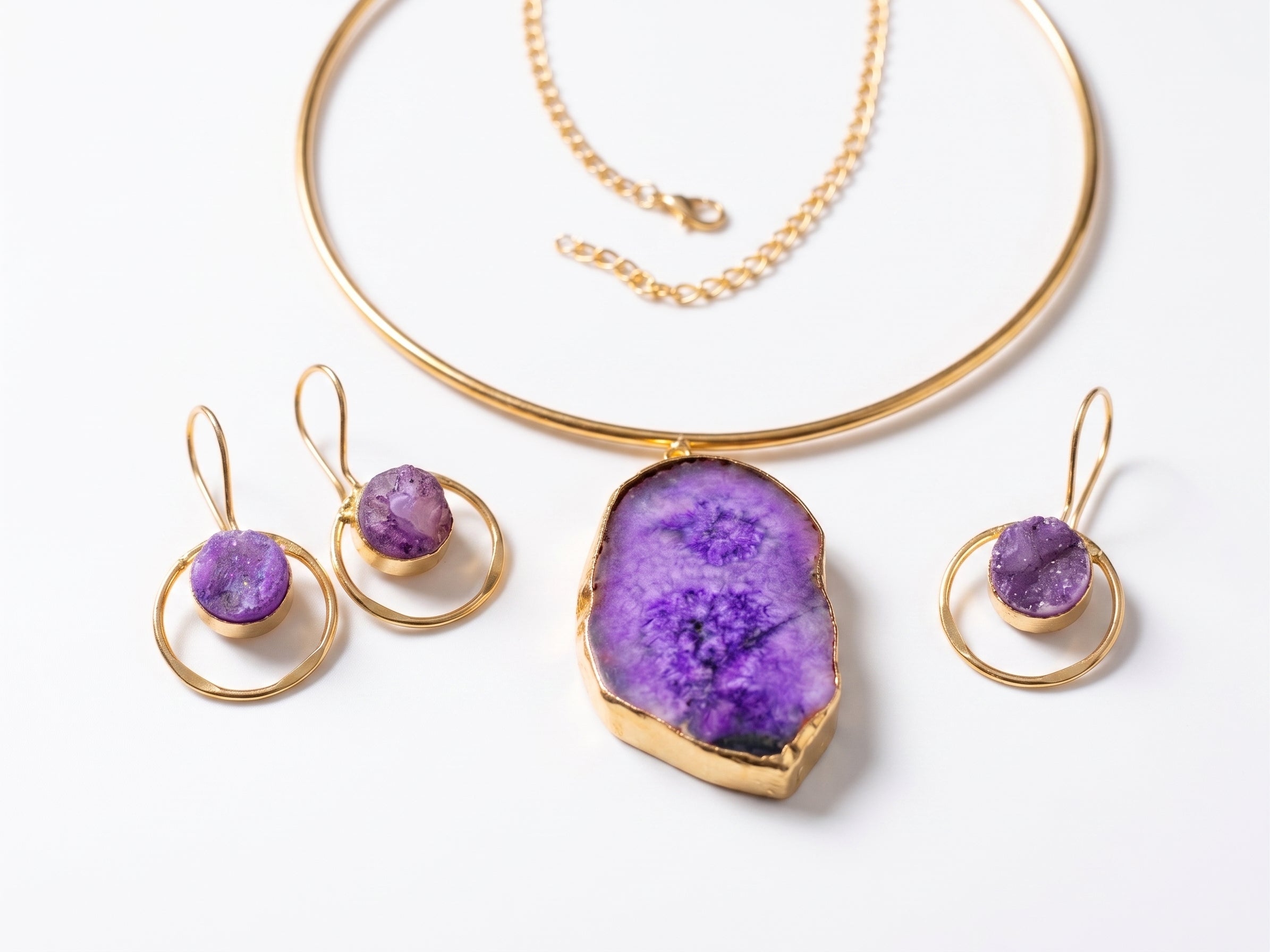 Amethyst Raw Stone Set — Indo-Western jewellery set, Papa Diaries Malta (view 3)