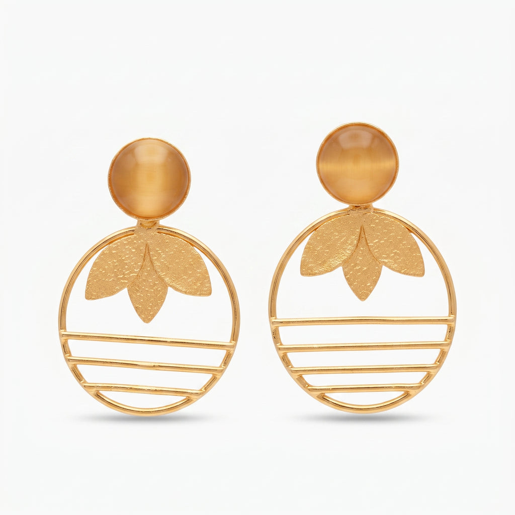 Amber Leaf Circle Earrings — Indo-Western earrings, Papa Diaries Malta (view 2)