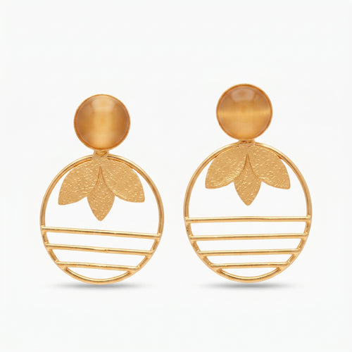 Amber Leaf Circle Earrings — Indo-Western earrings, Papa Diaries Malta (view 2)