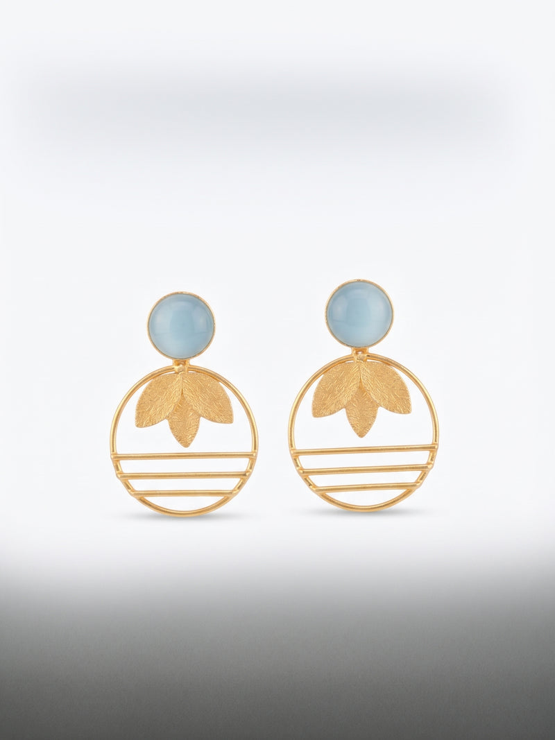 Neel Leaf Circle Earrings — Indo-Western earrings, Papa Diaries Malta (view 2)