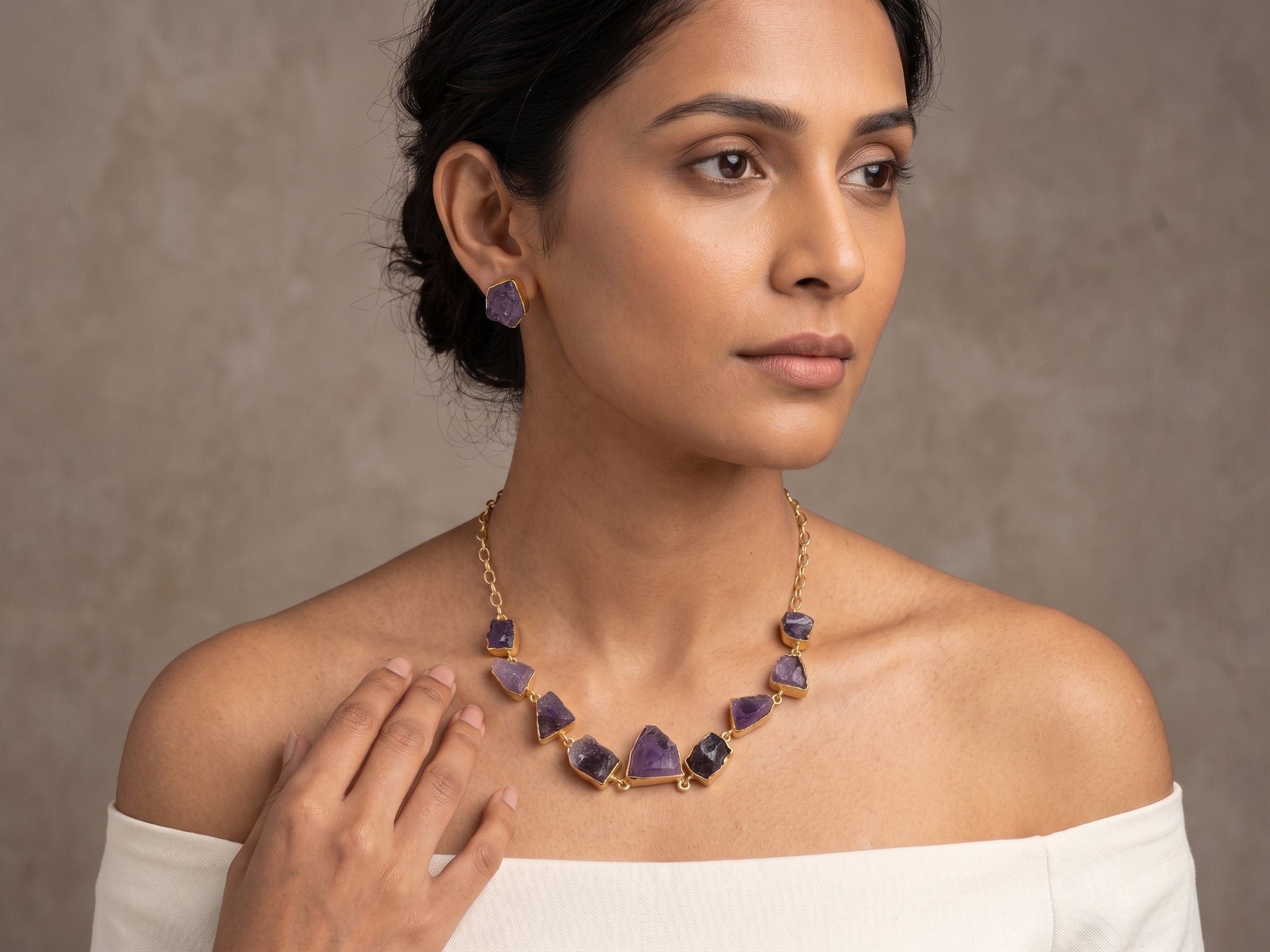 Violet Rawstone Set — Indo-Western jewellery set, Papa Diaries Malta (view 4)
