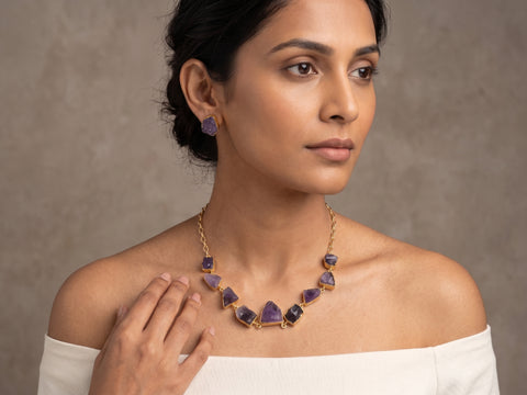 Violet Rawstone Set — Indo-Western jewellery set, Papa Diaries Malta (view 4)