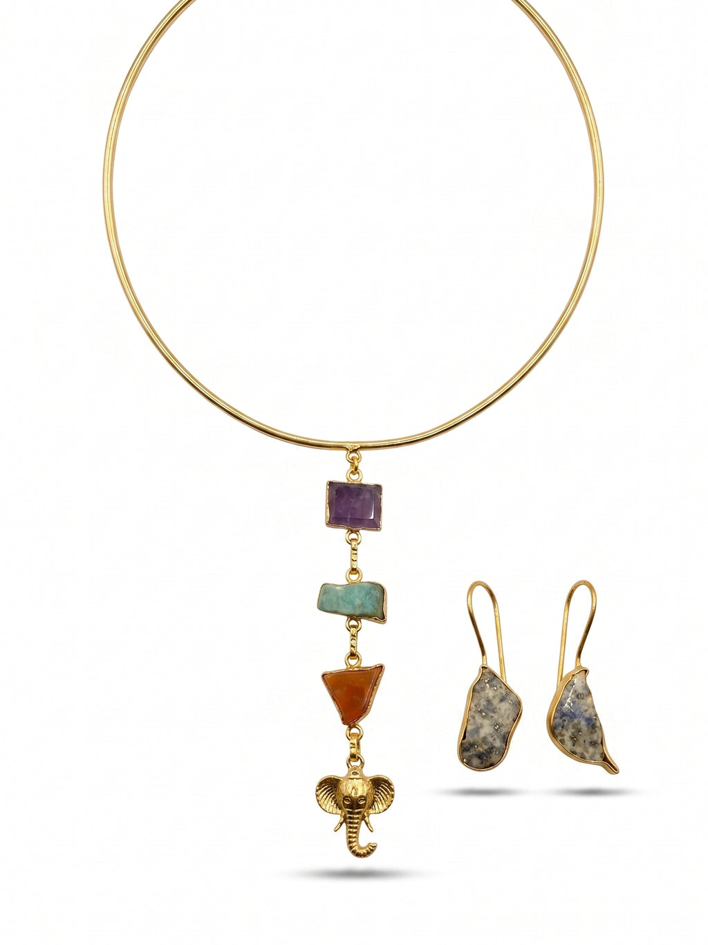 Hathi Rang Collar Set — Indo-Western jewellery set, Papa Diaries Malta (view 3)
