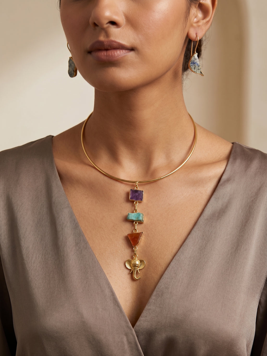Hathi Rang Collar Set — Indo-Western jewellery set, Papa Diaries Malta (view 5)