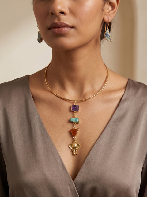 Hathi Rang Collar Set — Indo-Western jewellery set, Papa Diaries Malta (view 5)