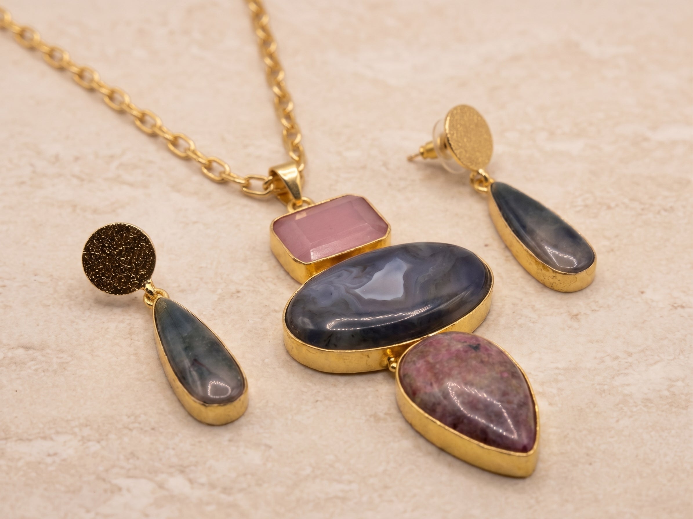 Trio Gem Statement Set — Indo-Western jewellery set, Papa Diaries Malta