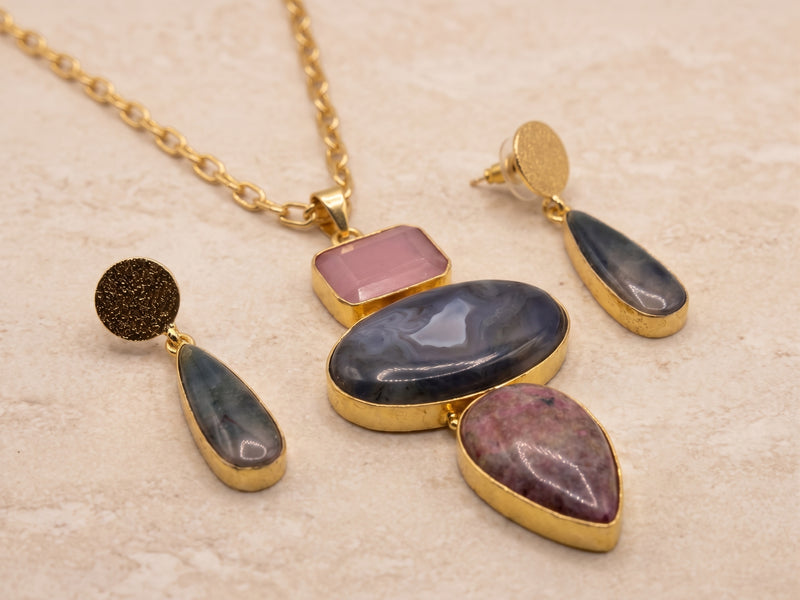 Trio Gem Statement Set — Indo-Western jewellery set, Papa Diaries Malta