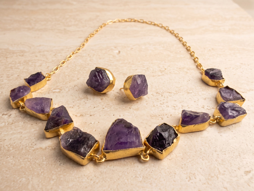 Violet Rawstone Set — Indo-Western jewellery set, Papa Diaries Malta