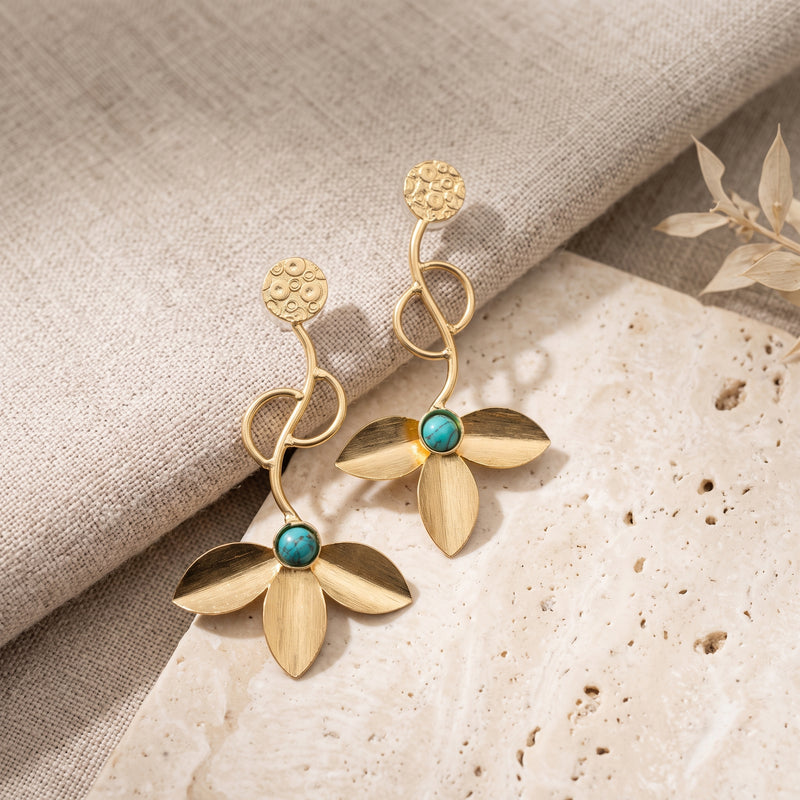 Azure Petal Flow Earrings — Indo-Western earrings, Papa Diaries Malta (view 2)
