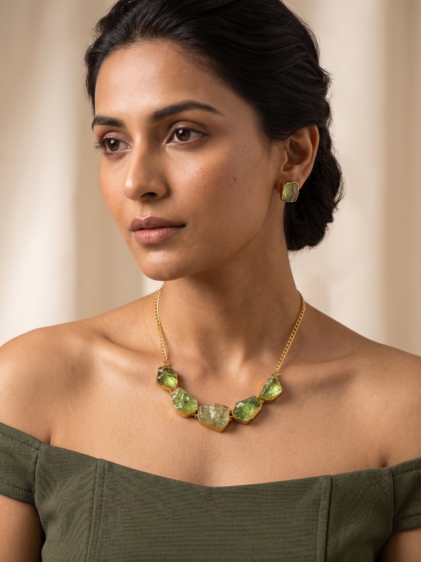 Luminous Rawstone Set — Indo-Western jewellery set, Papa Diaries Malta (view 4)