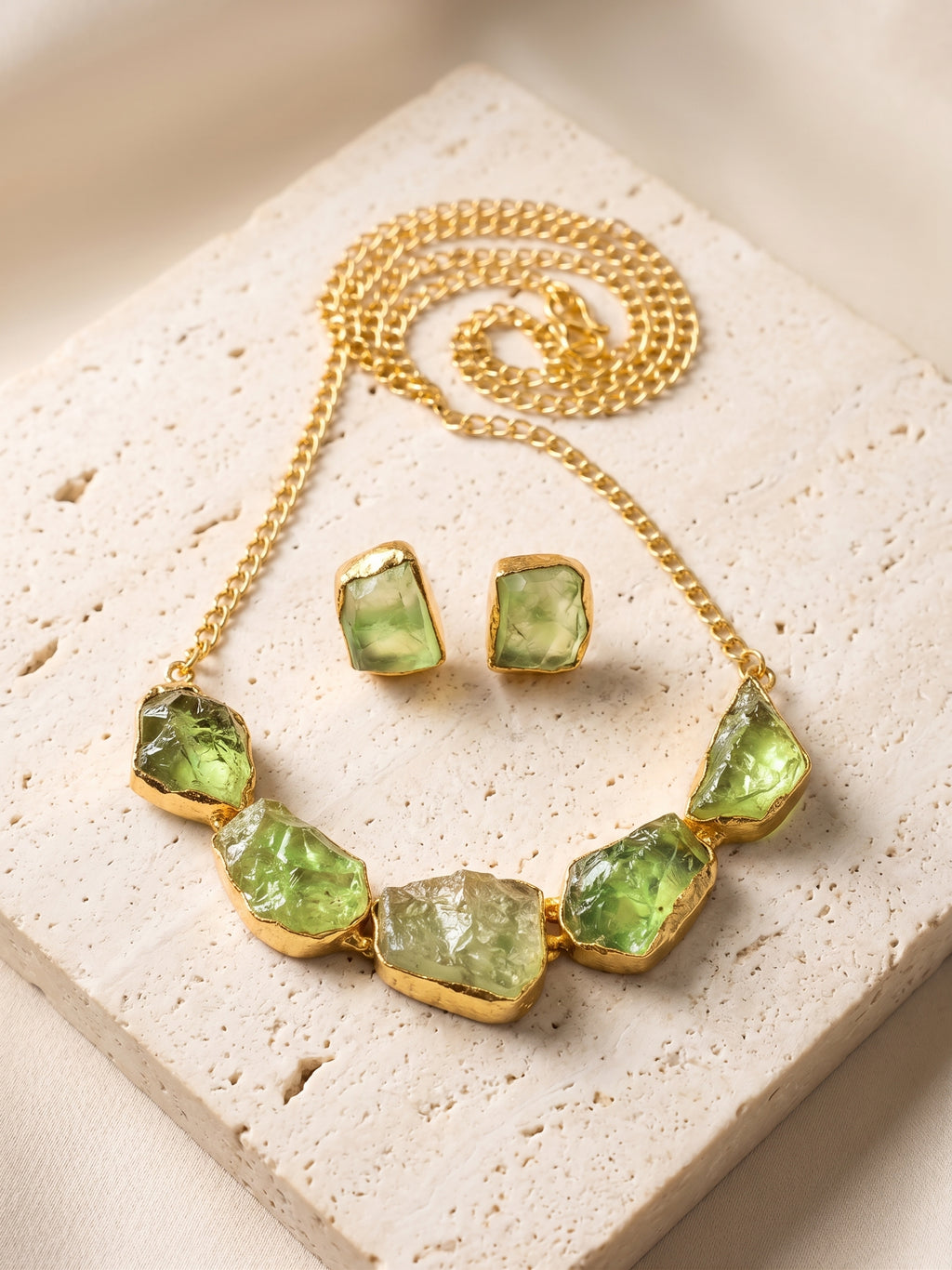 Luminous Rawstone Set — Indo-Western jewellery set, Papa Diaries Malta
