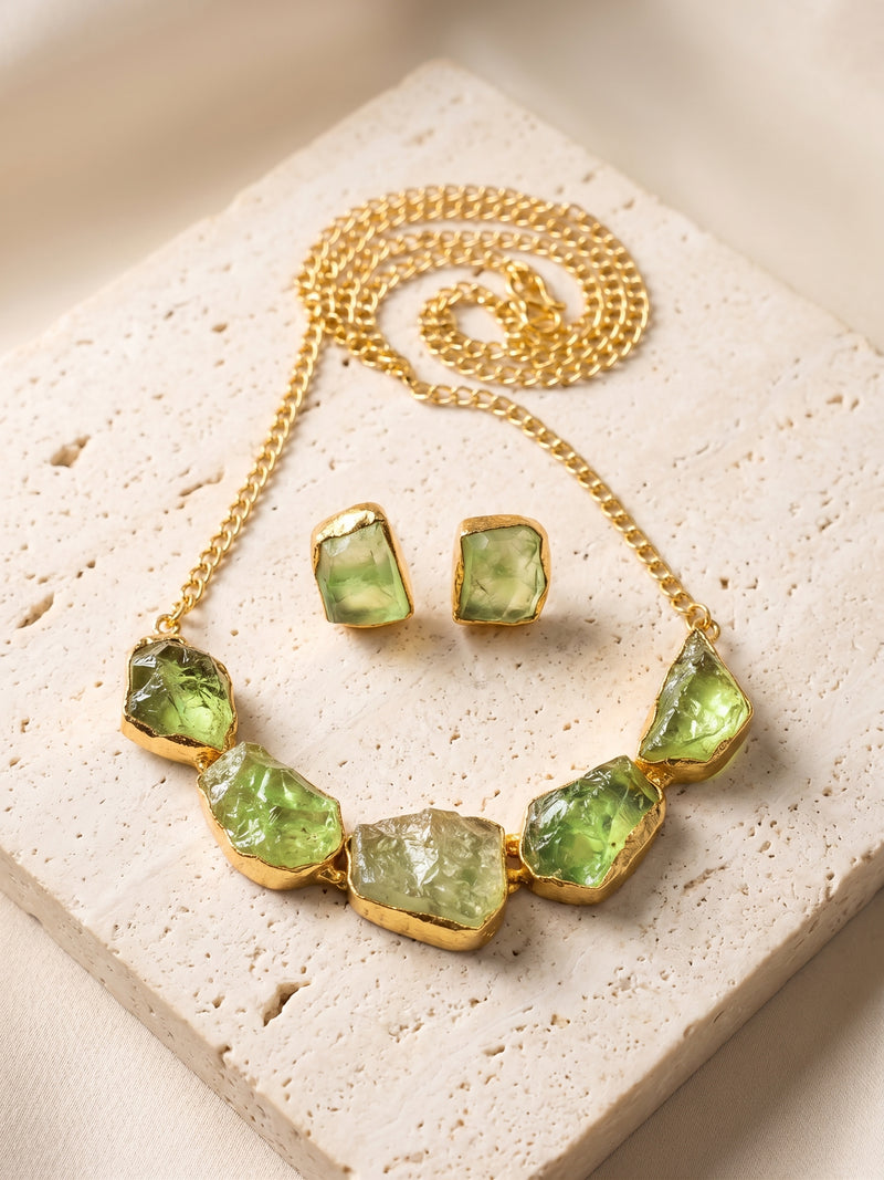 Luminous Rawstone Set — Indo-Western jewellery set, Papa Diaries Malta