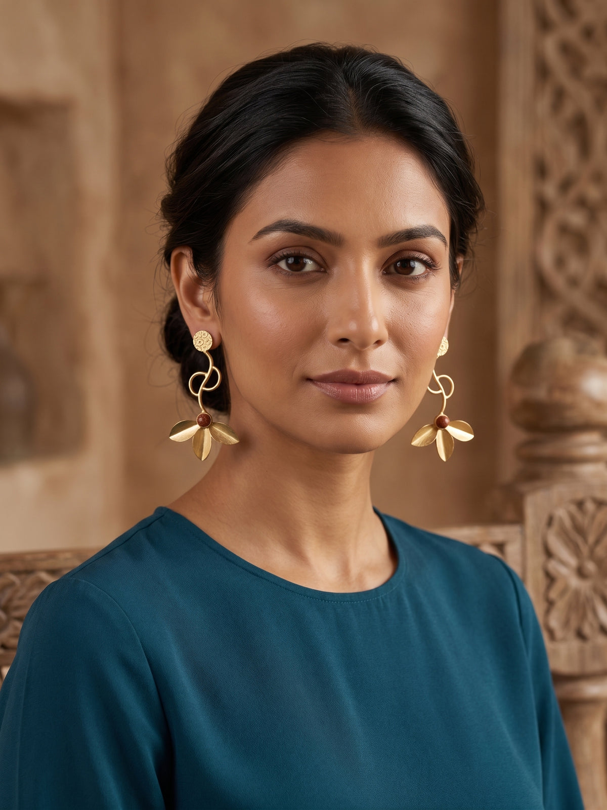 Cocoa Petal Flow Earrings — Indo-Western earrings, Papa Diaries Malta (view 3)
