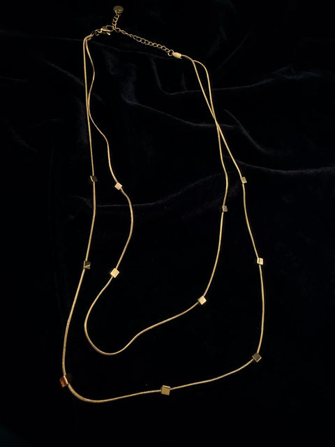 Golden Cube Longline Necklace