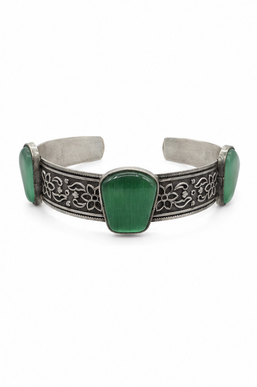 Emerald Engraved Cuff — Indo-Western bracelet, Papa Diaries Malta