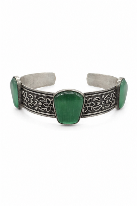Emerald Engraved Cuff — Indo-Western bracelet, Papa Diaries Malta