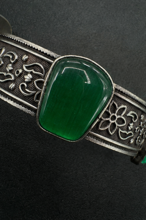 Emerald Engraved Cuff — Indo-Western bracelet, Papa Diaries Malta (view 2)