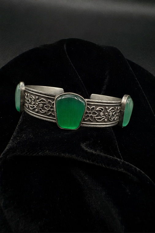 Emerald Engraved Cuff — Indo-Western bracelet, Papa Diaries Malta (view 4)