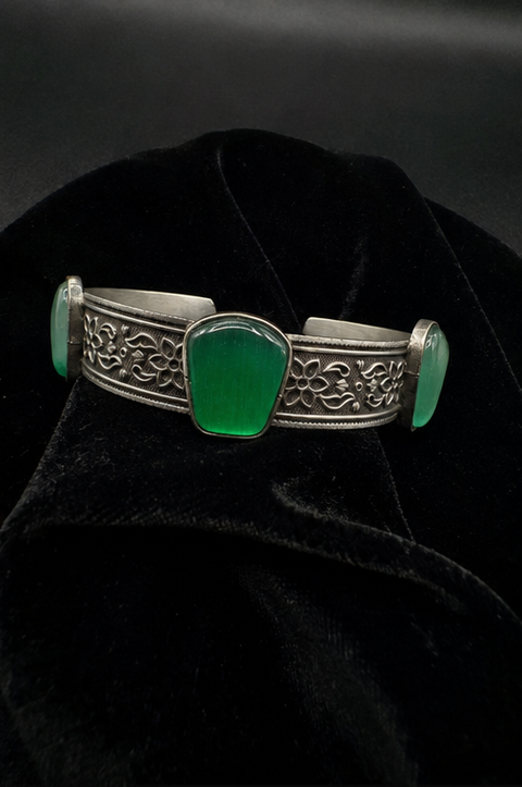 Emerald Engraved Cuff — Indo-Western bracelet, Papa Diaries Malta (view 4)