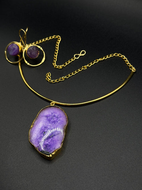 Amethyst Raw Stone Set — Indo-Western jewellery set, Papa Diaries Malta (view 2)