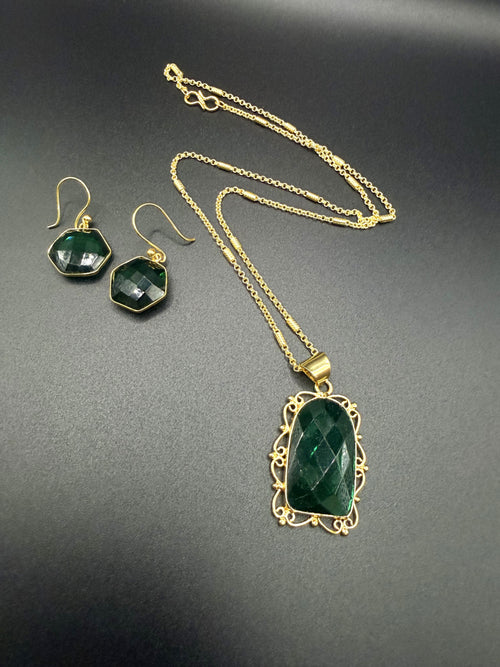 Emerald Facet Set — Indo-Western jewellery set, Papa Diaries Malta