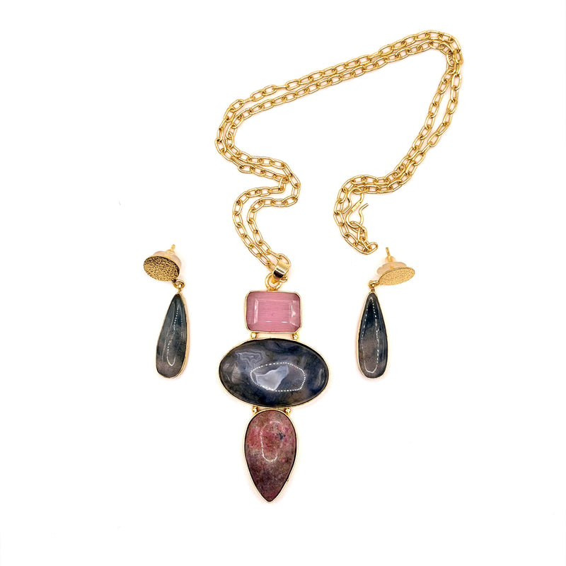 Trio Gem Statement Set — Indo-Western jewellery set, Papa Diaries Malta (view 2)