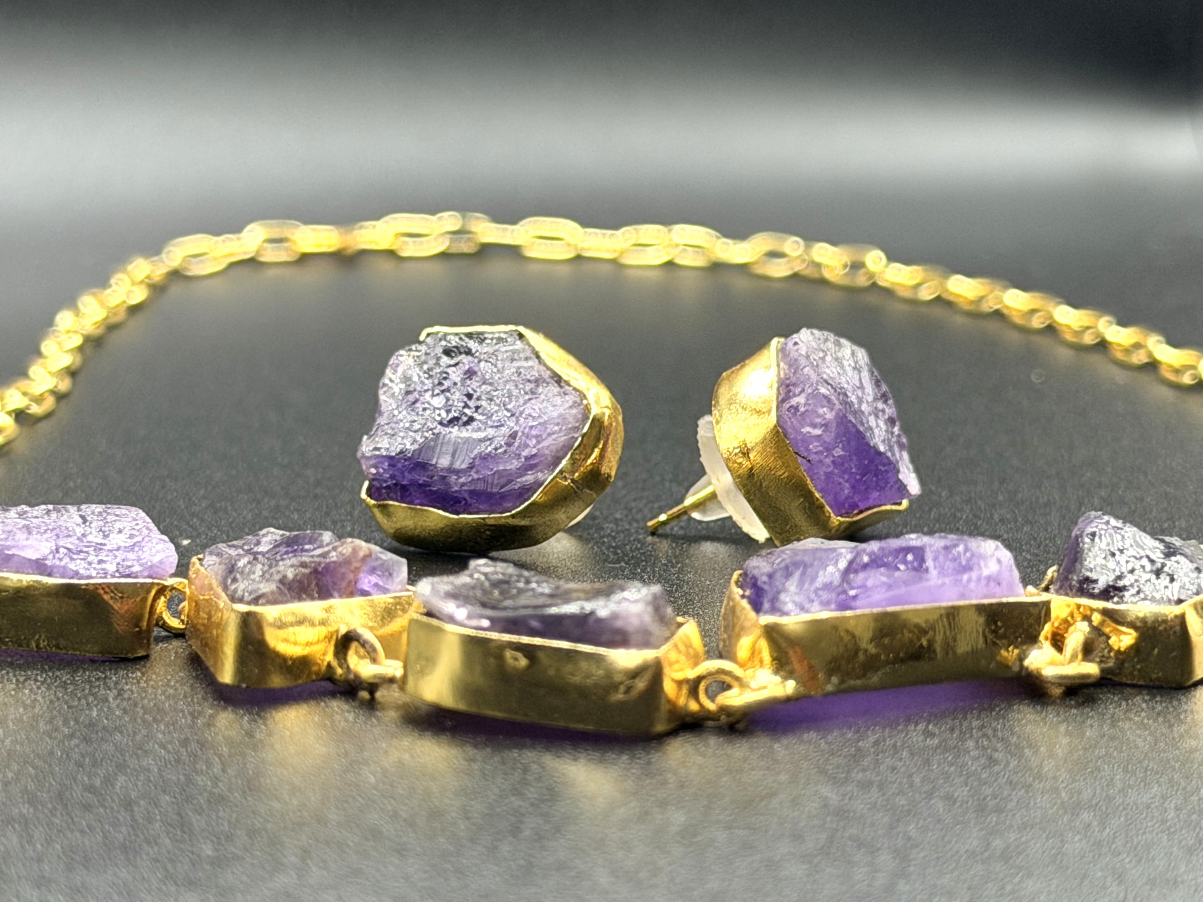 Violet Rawstone Set — Indo-Western jewellery set, Papa Diaries Malta (view 2)